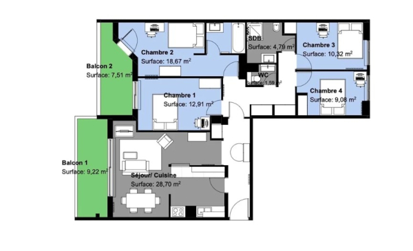 Plan des chambres